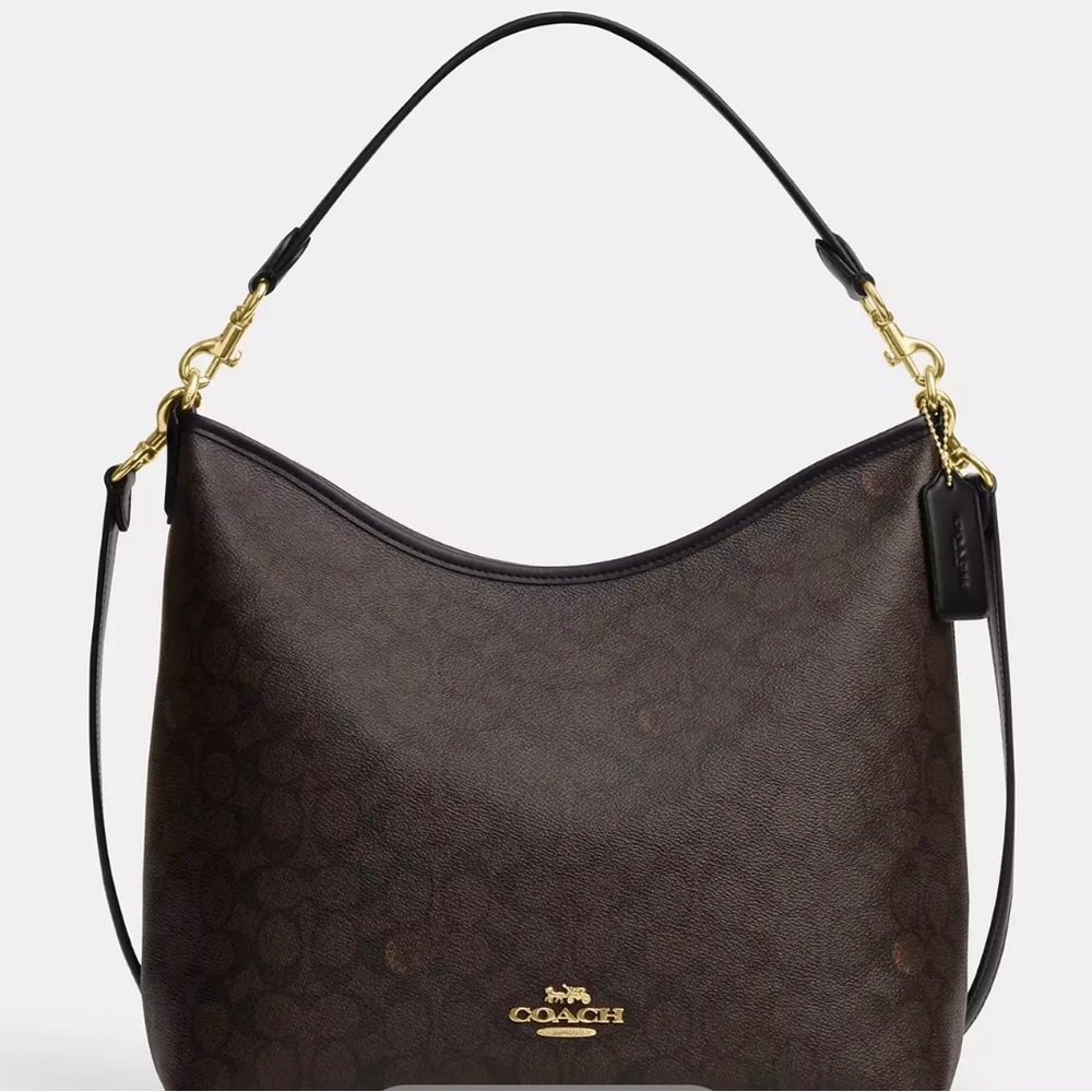 Coach Brown Hobo Bag with Gold Accents